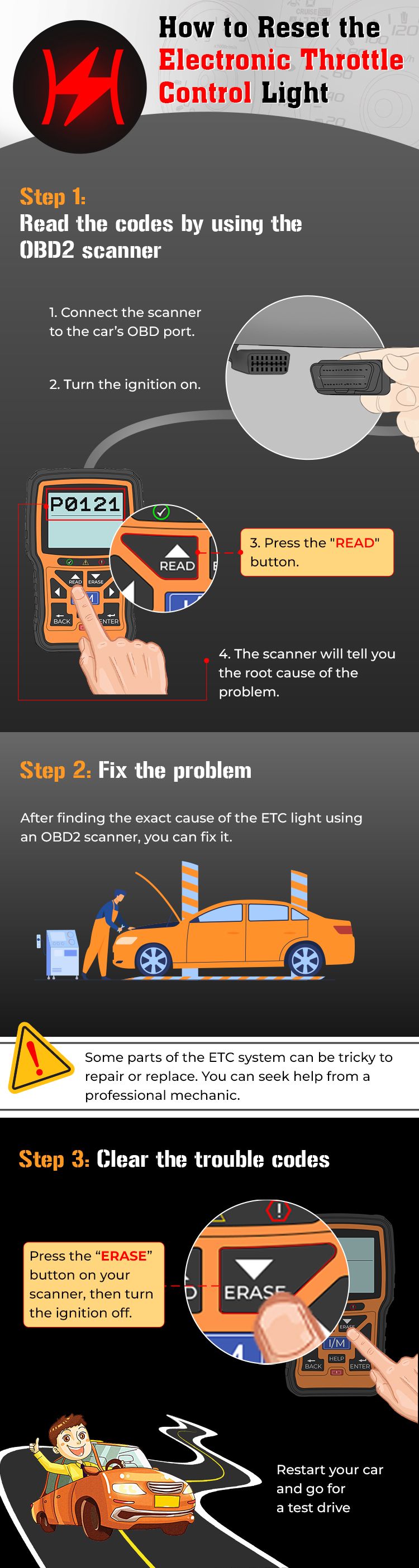 How to Reset the Electronic Throttle Control Light