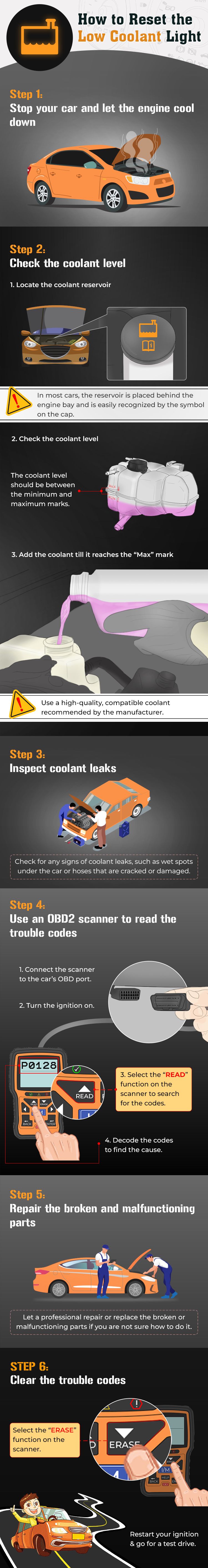 how to reset the low coolant light