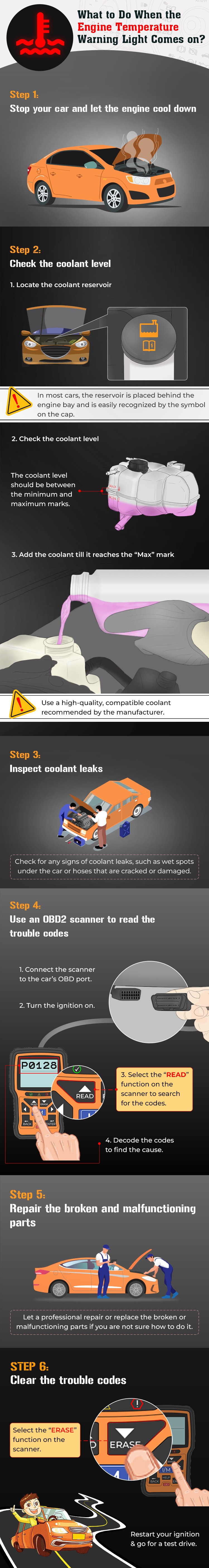 what to do when the engine temperature warning light comes on