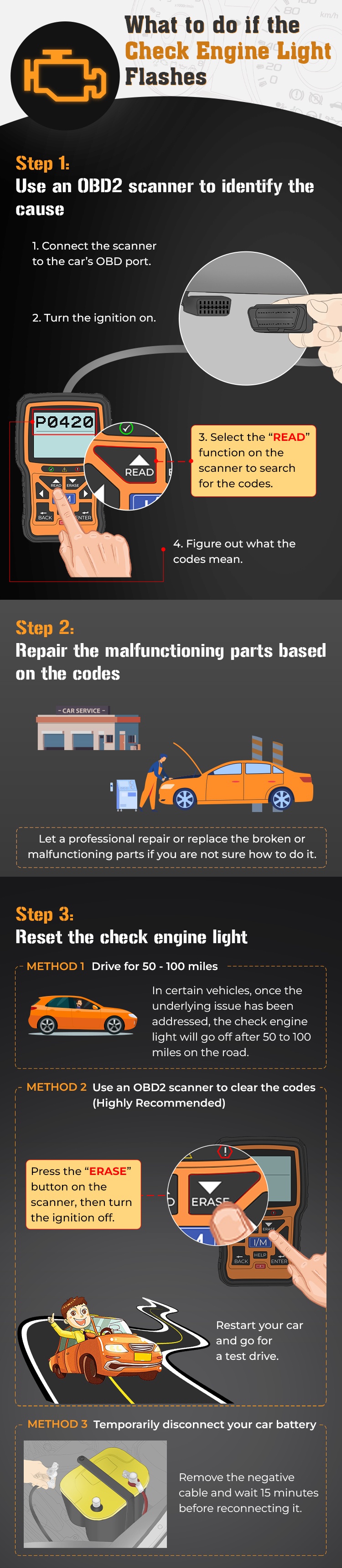 what to do if the check engine light flashes