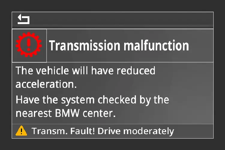 transmission malfunction message on BMW