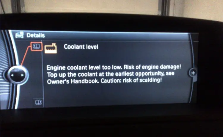 engine coolant level low message on BMW