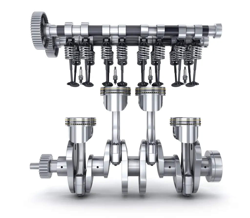 The camshafts and the crankshaft are the cause of the metal shavings in the oil if the shavings are iron