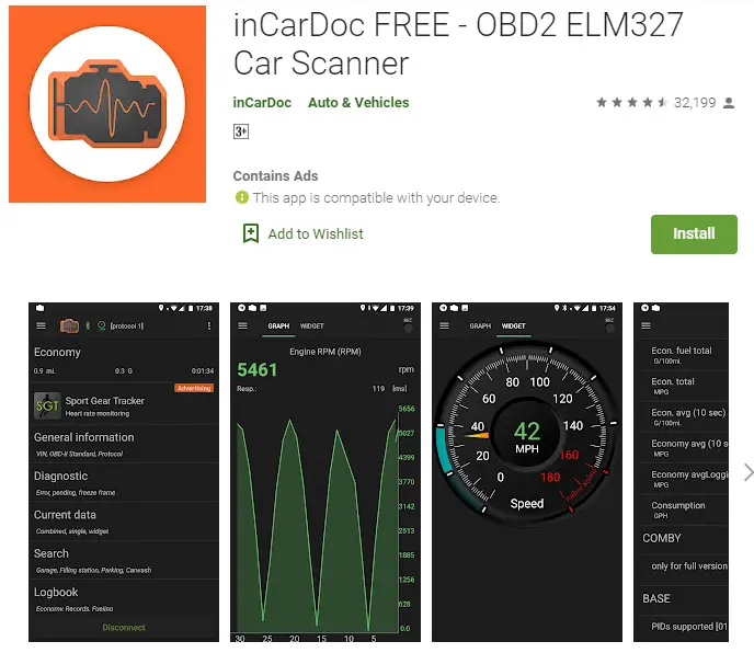 inCarDoc Pro is one of the best OBD2 scanner Android apps for your car today.
