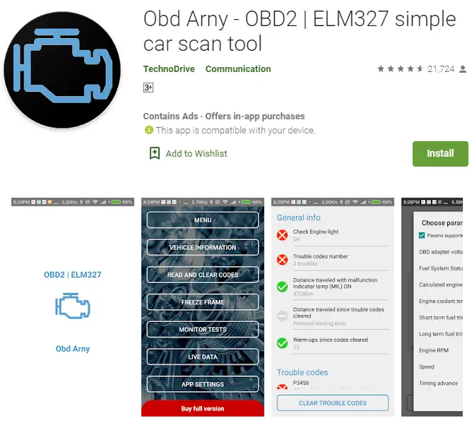 OBD Arny is the most straightforward OBD2 app