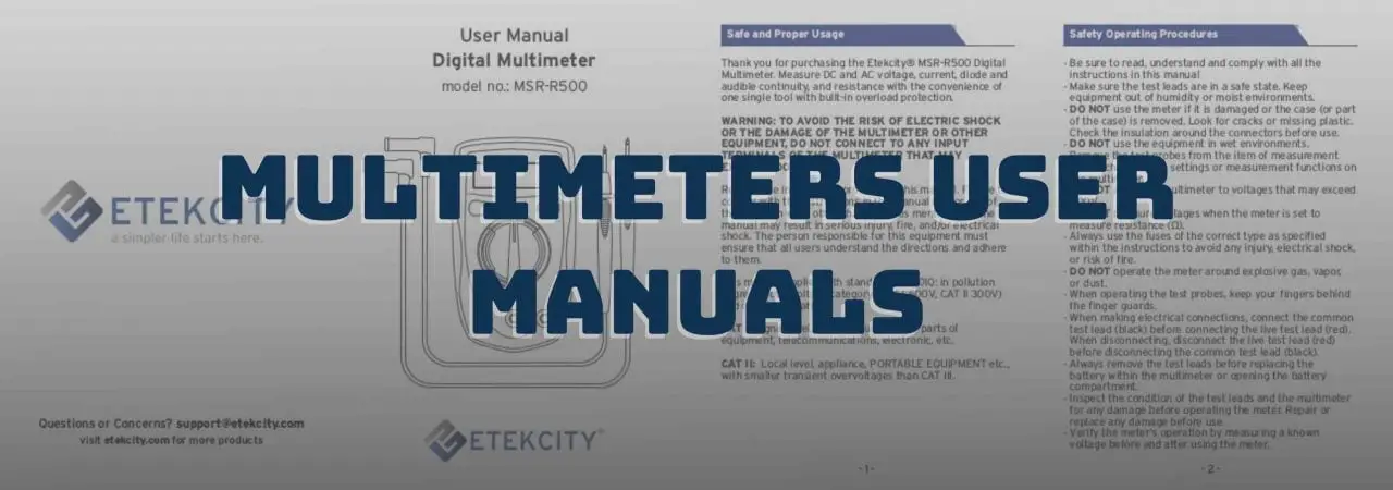 The multimeter user manuals below are available for download free of charge
