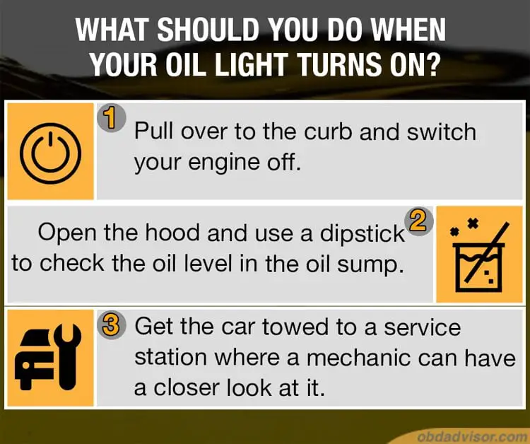 Here is what you should do to deal with a turning-on oil light