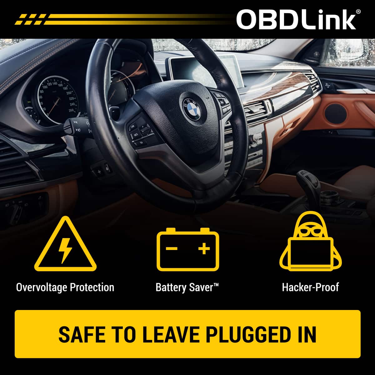 The OBDLink can be left plugged it without any hassles
