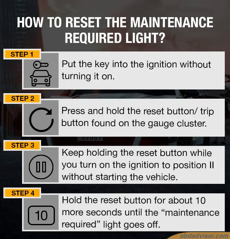 how to reset the maintenance required light