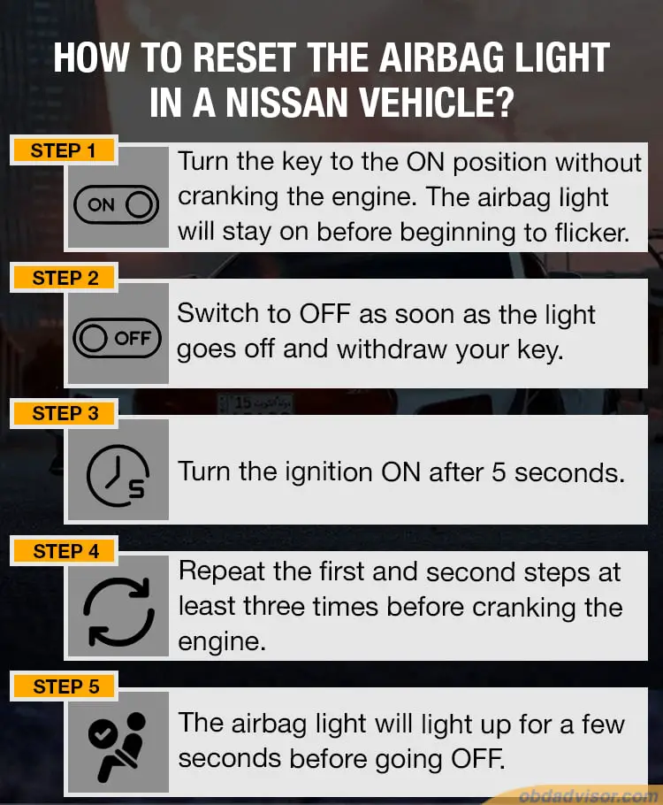 how to reset the airbag light in a nissan vehicle