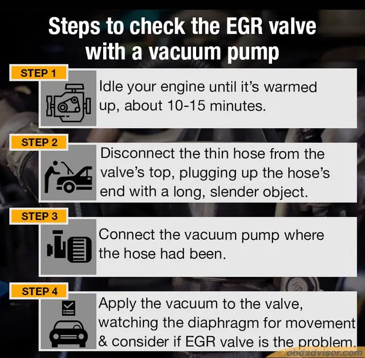 Four steps to check the EGR valve with a vacuum pump