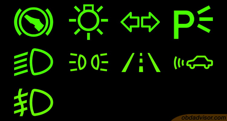Green dashboard lights