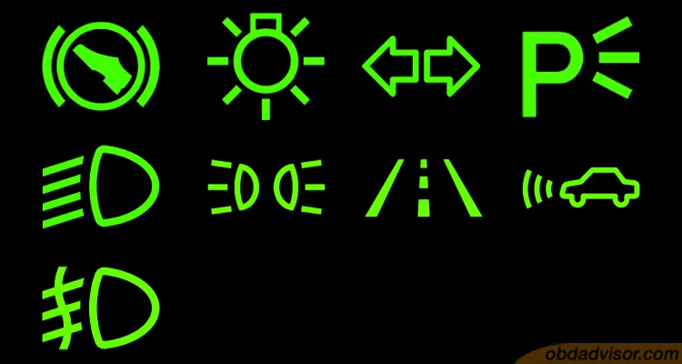 Green dashboard lights