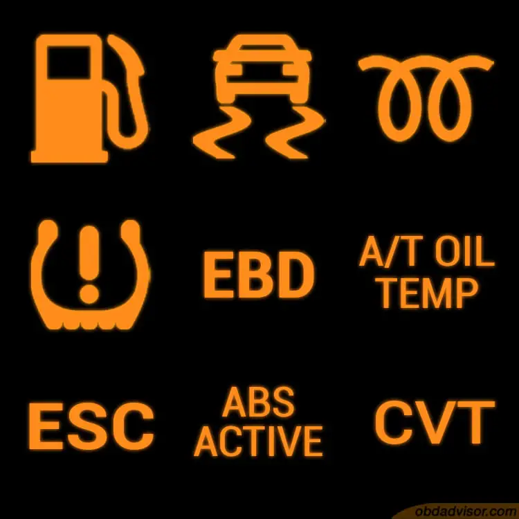 infiniti orange indicator lights