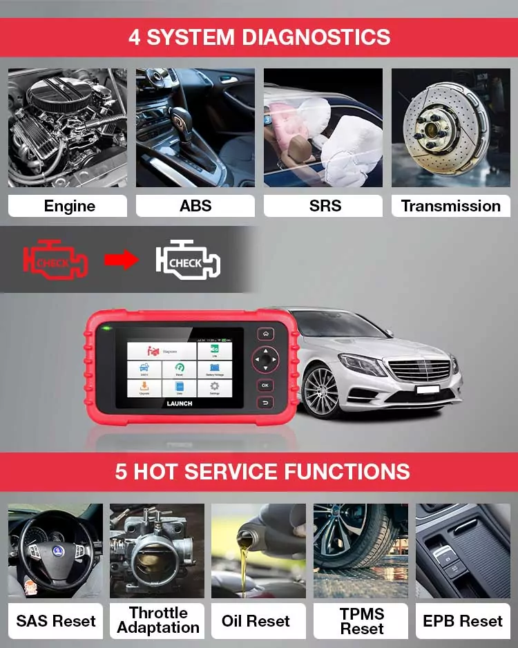 launch crp129x provides 4 system diagnostics and 5 hot service functions