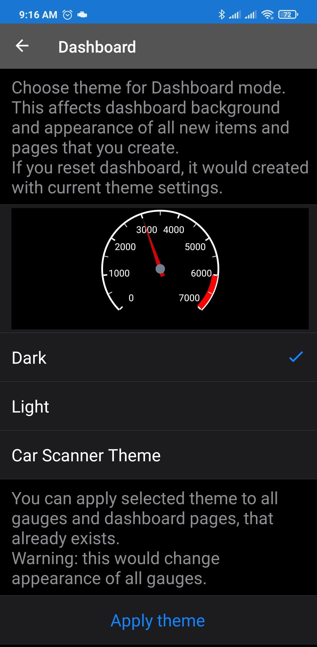 Car Scanner customizable theme