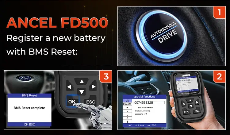 Reset a new battery with FD500's BMS Reset