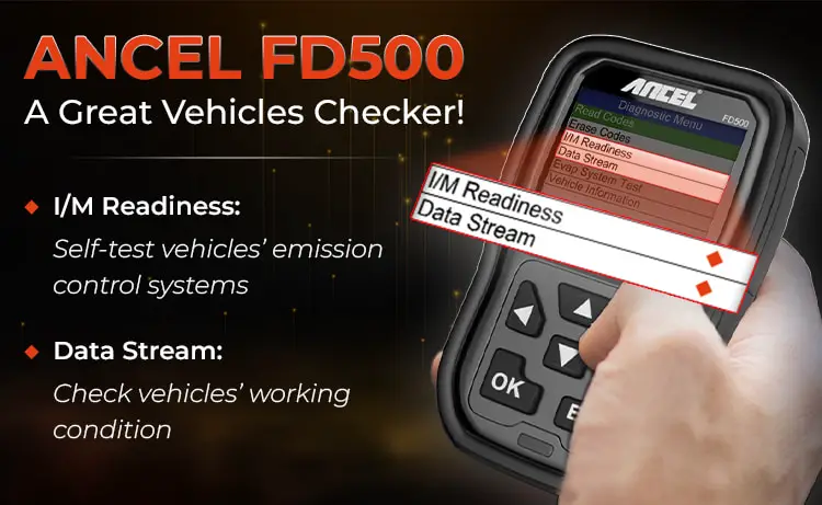 ancel fd500: I/M readiness and data stream functions