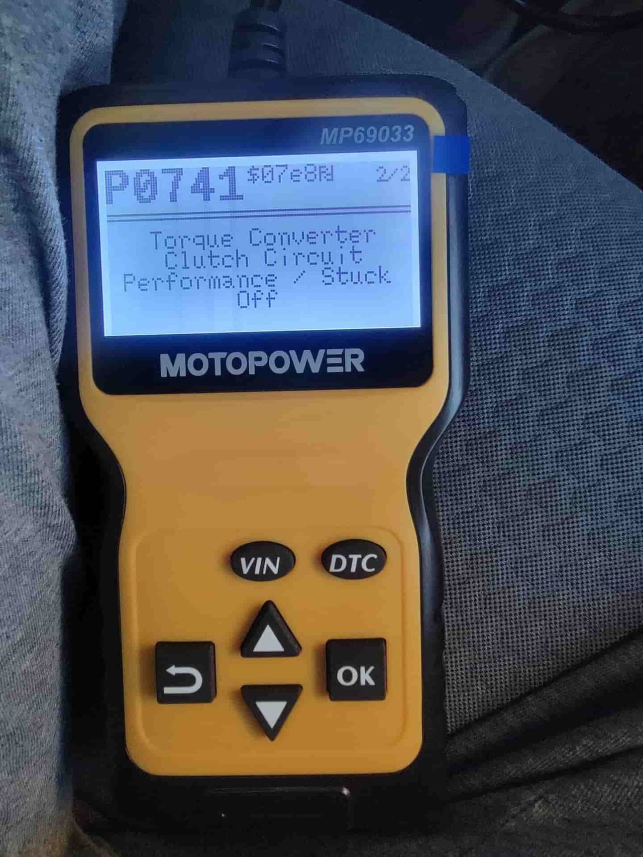 MOTOPOWER MP69033 gives a trouble code.